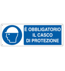 Cartello segnalatore - 35x12,5 cm - E' OBBLIGATORIO IL CASCO DI PROTEZIONE - alluminio - Cartelli Segnalatori Cartello segnalatore - 35x12,5 cm - E' OBBLIGATORIO IL CASCO DI PROTEZIONE - alluminio - Cartelli Segnalatori