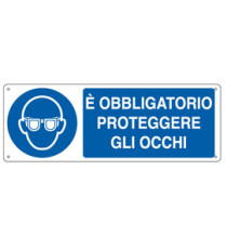 Cartello segnalatore - 35x12,5 cm - E' OBBLIGATORIO PROTEGGERE GLI OCCHI - alluminio - Cartelli Segnalatori Cartello segnalatore - 35x12,5 cm - E' OBBLIGATORIO PROTEGGERE GLI OCCHI - alluminio - Cartelli Segnalatori