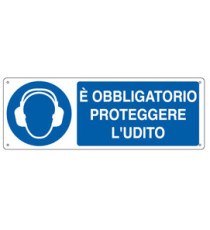 Cartello segnalatore - 35x12,5 cm - E' OBBLIGATORIO PROTEGGERE L'UDITO - alluminio - Cartelli Segnalatori Cartello segnalatore - 35x12,5 cm - E' OBBLIGATORIO PROTEGGERE L'UDITO - alluminio - Cartelli Segnalatori