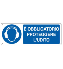 Cartello segnalatore - 35x12,5 cm - E' OBBLIGATORIO PROTEGGERE L'UDITO - alluminio - Cartelli Segnalatori Cartello segnalatore - 35x12,5 cm - E' OBBLIGATORIO PROTEGGERE L'UDITO - alluminio - Cartelli Segnalatori
