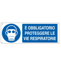Cartello segnalatore - 35x12,5 cm - E' OBBLIGATORIO PROTEGGERE LE VIE RESPIRATORIE - alluminio - Cartelli Segnalatori Cartello segnalatore - 35x12,5 cm - E' OBBLIGATORIO PROTEGGERE LE VIE RESPIRATORIE - alluminio - Cartelli Segnalatori