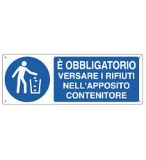 Cartello segnalatore - 35x12,5 cm - E' OBBLIGATORIO VERSARE I RIFIUTI… - alluminio - Cartelli Segnalatori Cartello segnalatore - 35x12,5 cm - E' OBBLIGATORIO VERSARE I RIFIUTI… - alluminio - Cartelli Segnalatori