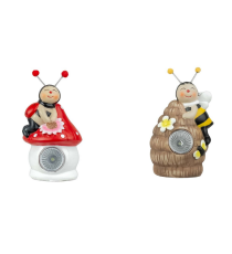 Lampada solare da giardino ape o coccinella DS015 led 1,2W  misura 15x8cm IP44 lampione segnapassi con pannello incorporato