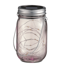 Lampada solare da giardino a barattolo DS005 led 1,2W  misura 13x8cm IP44 lampione segnapassi con pannello incorporato