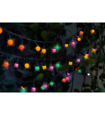 Catena luminosa solare DS011 con 50 luci led, lampadine a sfera colorate 2700-3200K luce calda 7.9metri IP44 da esterno