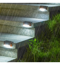 3pz lampada solare da giardino per gradini e recinzioni WS121 led misura 8x4cm IP44 segnapassi con pannello incorporato