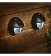 2pz lampada applique solare da giardino per pareti e recinzioni WS101 led 8x4.5cm IP44 segnapassi con pannello incorporato