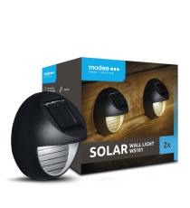 2pz lampada applique solare da giardino per pareti e recinzioni WS101 led 8x4.5cm IP44 segnapassi con pannello incorporato