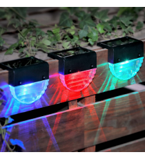 2pz lampada solare da giardino per gradini e recinzioni WS109 led Rgb multicolore 9x6cm IP44 segnapassi con pannello incorporato