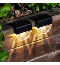 2pz lampada solare da giardino per gradini e recinzioni WS109 led Rgb multicolore 9x6cm IP44 segnapassi con pannello incorporato