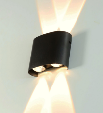 Applique in metallo nera LWL0001 doppia luce 4w 330 lumen 4000k luce naturale misura 98x75x40mm da parete IP65 da esterno