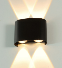 Applique in metallo nera LWL0001 doppia luce 4w 330 lumen 4000k luce naturale misura 98x75x40mm da parete IP65 da esterno