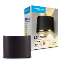 Applique in metallo nera LWL0001 doppia luce 4w 330 lumen 4000k luce naturale misura 98x75x40mm da parete IP65 da esterno