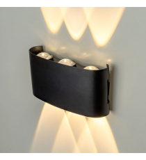 Applique in metallo nera LWL0002 tripla luce 6w 470 lumen 4000k luce naturale misura 150x75x42mm da parete IP65 da esterno