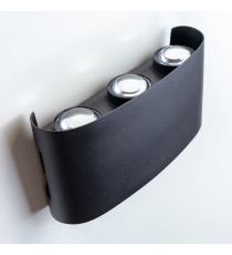 Applique in metallo nera LWL0002 tripla luce 6w 470 lumen 4000k luce naturale misura 150x75x42mm da parete IP65 da esterno