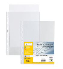 Buste forate Atla - medium - buccia - 22x30 cm - trasparente - Sei Rota - conf. 50 pezzi Buste forate Atla - medium - buccia - 22x30 cm - trasparente - Sei Rota - conf. 50 pezzi
