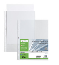 Buste forate Atla T - pesante - liscio - 15 x 21 cm - trasparente - Sei Rota - conf. 25 pezzi