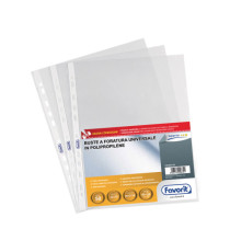 Buste forate Special PP - Superior - buccia - 22x30 cm - trasparente - Favorit - conf. 50 pezzi Buste forate Special PP - Superior - buccia - 22x30 cm - trasparente - Favorit - conf. 50 pezzi