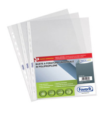 Buste forate Special PP - Superior - liscia - 22x30 cm - trasparente - Favorit - conf. 50 pezzi Buste forate Special PP - Superior - liscia - 22x30 cm - trasparente - Favorit - conf. 50 pezzi