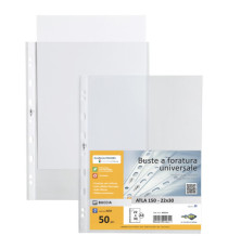 Buste forate Atla - pesante - buccia - 22x30 cm - trasparente - Sei Rota - conf. 50 pezzi Buste forate Atla - pesante - buccia - 22x30 cm - trasparente - Sei Rota - conf. 50 pezzi