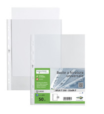 Buste forate Atla T - pesante - liscio - 21x29,7 cm - trasparente - Sei Rota - conf. 50 pezzi Buste forate Atla T - pesante - liscio - 21x29,7 cm - trasparente - Sei Rota - conf. 50 pezzi