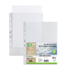 Buste forate Gea 100 - PP riciclato - buccia medium - 21 x 29,7 cm - Sei rota - conf. 50 pezzi
