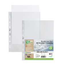 Buste forate Gea 100 - PP riciclato - buccia medium - 21 x 29,7 cm - Sei rota - conf. 50 pezzi