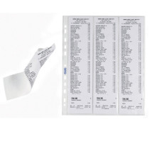 Buste forate per scontrini fiscali - 6 Spazi - 25,2x30,7 cm - trasparente - Favorit - conf. 10 pezzi Buste forate per scontrini fiscali - 6 Spazi - 25,2x30,7 cm - trasparente - Favorit - conf. 10 pezzi