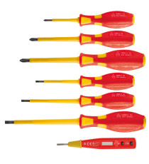 Cacciaviti isolati 1000 V - con cercafase - misure assortite - Valex - conf. 7 pezzi Cacciaviti isolati 1000 V - con cercafase - misure assortite - Valex - conf. 7 pezzi