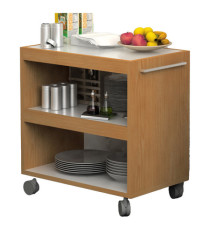 Carrello angolo Ristoro - su ruote - 70 x 43,8 x 73 cm - bianco/noce chiaro