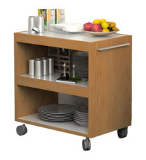 Carrello angolo Ristoro - su ruote - 70 x 43,8 x 73 cm - bianco/noce chiaro