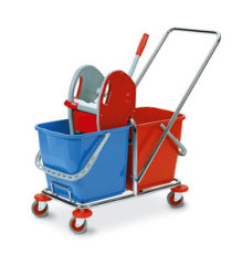 Carrello per pulizie Tucson - 50 L - 63 x 35 x 90 cm - rosso/blu - PerfettoFactory