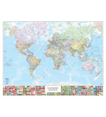 Carta geografica Mondo con Bandiere - murale - 132 x 97 cm - Belletti Carta geografica Mondo con Bandiere - murale - 132 x 97 cm - Belletti