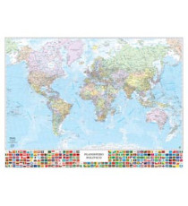Carta geografica Mondo con Bandiere - murale - 132 x 97 cm - Belletti Carta geografica Mondo con Bandiere - murale - 132 x 97 cm - Belletti