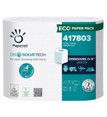 Carta igienica DissolveTech - 9,5 cm x 94 mt - diametro 12,1 cm - 850 strappi - Papernet - pacco 4 rotoli Carta igienica DissolveTech - 9,5 cm x 94 mt - diametro 12,1 cm - 850 strappi - Papernet - pacco 4 rotoli