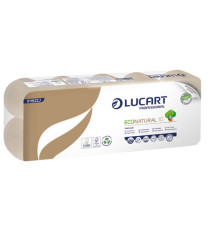 Carta igienica EcoNatural - 9,5 cm x 19,8 mt - 15 gr - diametro 10 cm - 180 strappi - Lucart - pacco 10 rotoli