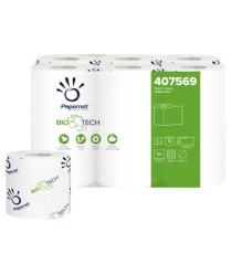Carta igienica standard Bio Tech - 2 veli - 165 strappi -  diametro 10 cm - 9,5 cm x 18,2 mt - Papernet - pacco 12 rotol