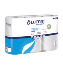 Carta igienica Strong 6 - 2 veli - 300 strappi - bianco - Lucart - pacco 6 rotoli