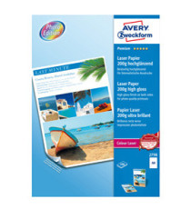 Carta laser - A4 - 200 gr - effetto extra glossy - bianco - Avery - conf. 100 fogli