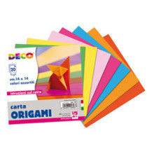 Carta per origami - 14x14cm - colori assortiti  - DECO - Conf. da 20 fogli