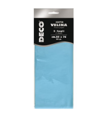 Carta velina - 20 gr - 50 x 76 cm - azzurro - Deco - busta 5 fogli Carta velina - 20 gr - 50 x 76 cm - azzurro - Deco - busta 5 fogli