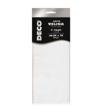 Carta velina - 20 gr - 50 x 76 cm - bianco perlescente - Deco - busta 5 fogli Carta velina - 20 gr - 50 x 76 cm - bianco perlescente - Deco - busta 5 fogli