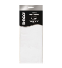 Carta velina - 20 gr - 50 x 76 cm - bianco perlescente - Deco - busta 5 fogli Carta velina - 20 gr - 50 x 76 cm - bianco perlescente - Deco - busta 5 fogli