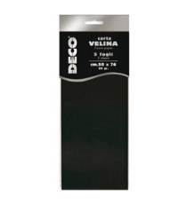 Carta velina - 20 gr - 50 x 76 cm - nero - Deco - busta 5 fogli Carta velina - 20 gr - 50 x 76 cm - nero - Deco - busta 5 fogli