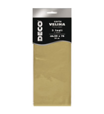 Carta velina - 20 gr - 50 x 76 cm - oro perlescente - Deco - busta 5 fogli Carta velina - 20 gr - 50 x 76 cm - oro perlescente - Deco - busta 5 fogli