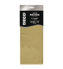 Carta velina - 20 gr - 50 x 76 cm - oro perlescente - Deco - busta 5 fogli Carta velina - 20 gr - 50 x 76 cm - oro perlescente - Deco - busta 5 fogli