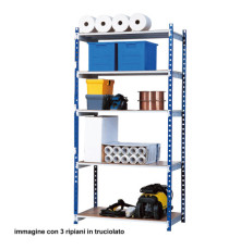 Scaffale Rang'Eco180 - modulo base - 5 ripiani - portata scaffale 180 kg - 100 x 35 x 200 cm - acciaio - grigio/blu - Pa Scaffale Rang'Eco180 - modulo base - 5 ripiani - portata scaffale 180 kg - 100 x 35 x 200 cm - acciaio - grigio/blu - Pa