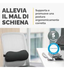 Cuscino Lombare Breyta - 17 x 35 x 6 cm - in tessuto - nero - Fellowes