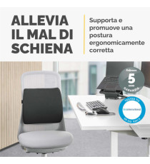 Cuscino Lombare Confort Breyta - 33 x 38 x 9 cm - in tessuto - nero - Fellowes