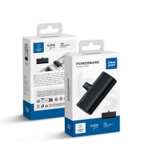 Power bank compatto Blue Star W0556 con connettore type-c integrato 5000mAh 2.1A ricarica rapida, piccolo tascabile usb-c Power bank compatto Blue Star W0556 con connettore type-c integrato 5000mAh 2.1A ricarica rapida, piccolo tascabile usb-c
